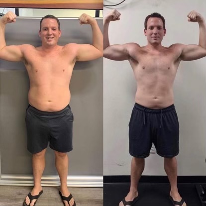 Male member front flex transformation, second athlete