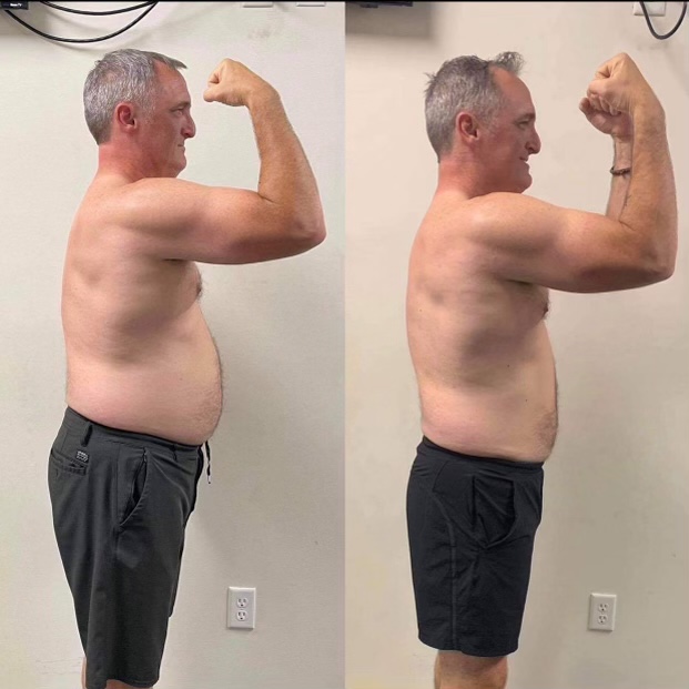 Male member side profile transformation, second athlete