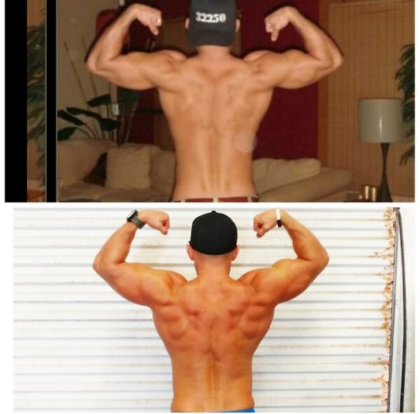 Male member back double biceps transformation